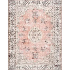 Best Kirklands Home Orange Vintage Floral Washable Area Rug, 5x8