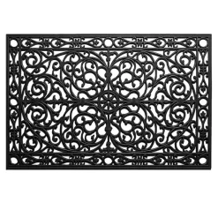 Kirklands Home Ornate Art Deco Rubber Doormat, 36x24 in. Black