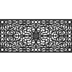 Kirklands Home Ornate Art Deco Rubber Doormat, 48x22 in. Black