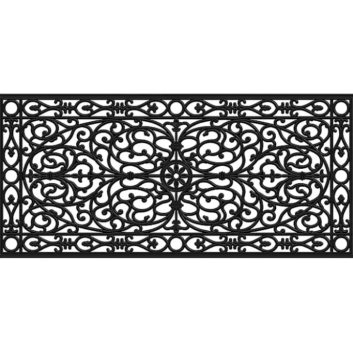 Kirklands Home Ornate Art Deco Rubber Doormat, 48x22 in. Black