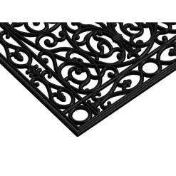 Kirklands Home Ornate Art Deco Rubber Doormat, 48x22 in. Black