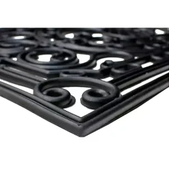 Kirklands Home Ornate Penelope Durable Rubber Doormat, 36x24 in. Black