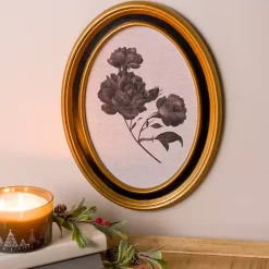 Online Kirklands Home Oval Black Floral Framed Art Print