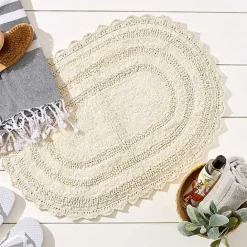 Outlet Kirklands Home Oval Classic Crochet Bath Mat Ivory