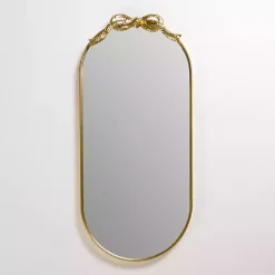 New Kirklands Home Oval Gold Bow Metal Wall Mirror