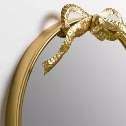 New Kirklands Home Oval Gold Bow Metal Wall Mirror