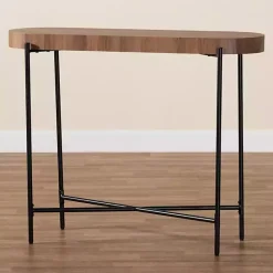 Online Kirklands Home Oval Light Wood X Base Console Table Brown