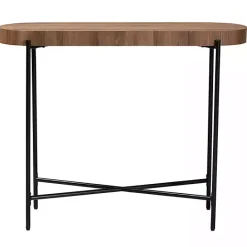 Online Kirklands Home Oval Light Wood X Base Console Table Brown