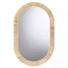 Kirklands Home Oval Mahogany and Rattan Wall Mirror