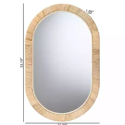 Kirklands Home Oval Mahogany and Rattan Wall Mirror