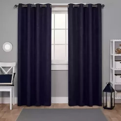 Kirklands Home Oxford Navy Thermal Curtain Panel Set, 84 in. Blue