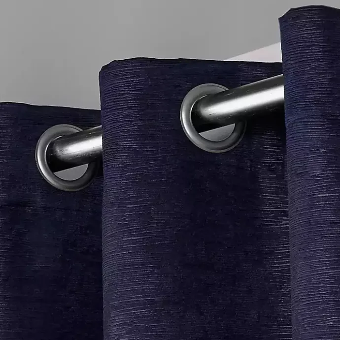 Outlet Kirklands Home Oxford Navy Thermal Curtain Panel Set, 96 in. Blue