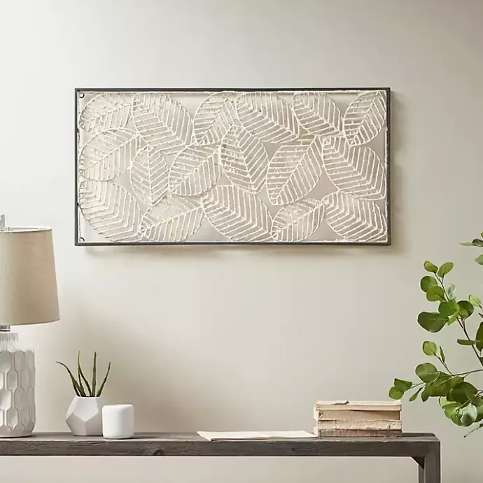 Online Kirklands Home Paper Cloaked Leaves Metal Plaque White