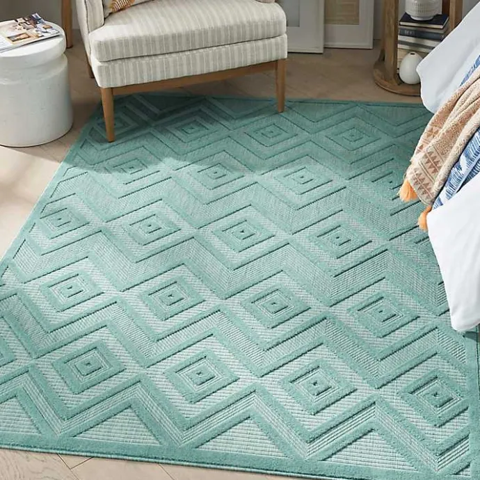 Hot Kirklands Home Pastel Lime Diamond Outdoor Area Rug, 6x9 Green