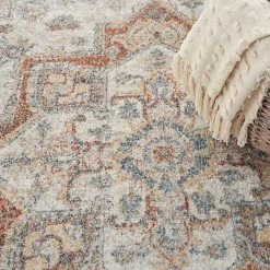 New Kirklands Home Pastel Medallion Washable Area Rug, 5x7 Gray