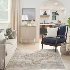 New Kirklands Home Pastel Medallion Washable Area Rug, 5x7 Gray