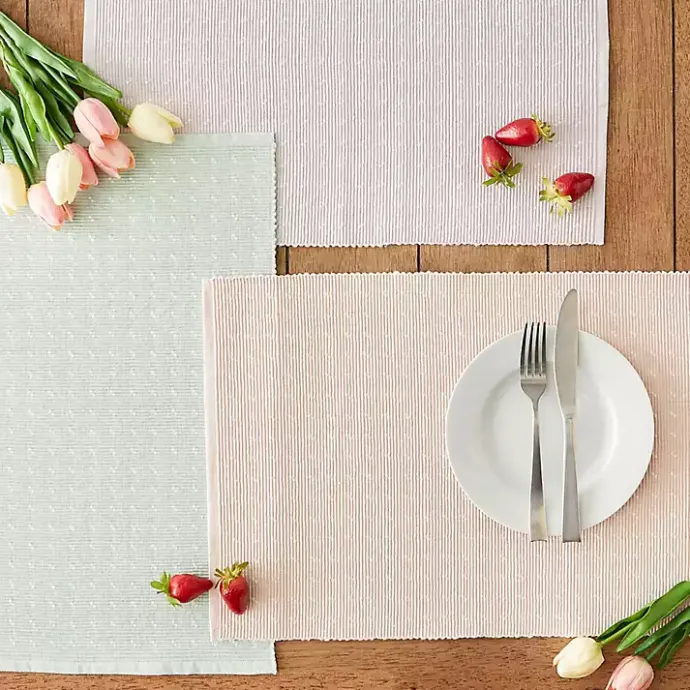 New Kirklands Home Pastel Misty Dobby Placemats, Set of 6 Blue