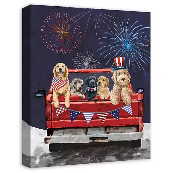 Discount Kirklands Home Patriotic Puppy Pickup Canvas Art Print
