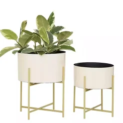 New Kirklands Home Peach Iron X-Base Planters, Set of 2