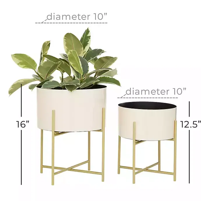New Kirklands Home Peach Iron X-Base Planters, Set of 2