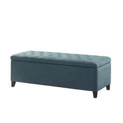 Best Kirklands Home Peacock Button Tufted Storage Bench Blue