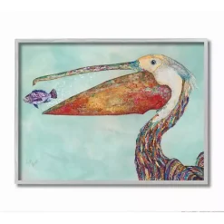 Sale Kirklands Home Pelican's Lost Supper Fish Framed Wall Plaque Blue