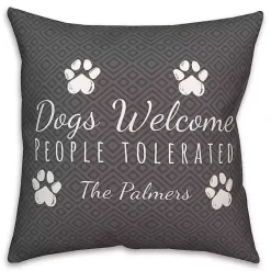 Clearance Kirklands Home Personalized Dogs Welcome Paws Pillow Gray