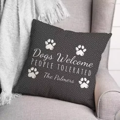 Clearance Kirklands Home Personalized Dogs Welcome Paws Pillow Gray