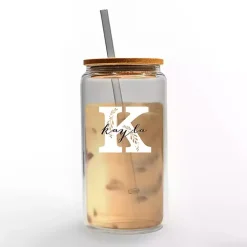 Online Kirklands Home Personalized Monogram K Floral Glass Cup