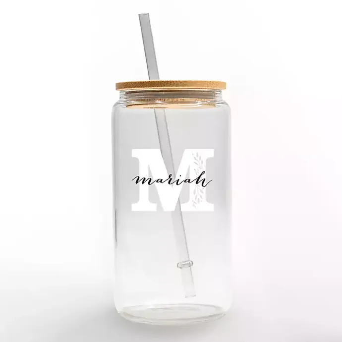 Online Kirklands Home Personalized Monogram M Floral Glass Cup