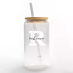 Sale Kirklands Home Personalized Monogram R Floral Glass Cup