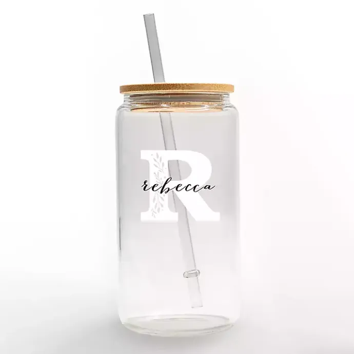 Sale Kirklands Home Personalized Monogram R Floral Glass Cup