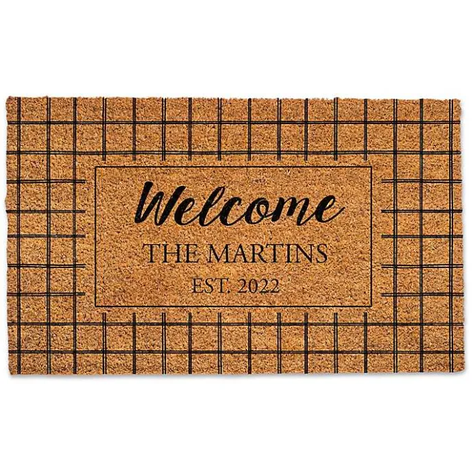 Discount Kirklands Home Personalized Welcome Windowpane Coir Doormat