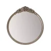 Kirklands Home Pewter Wood Carved Rosettes Wall Mirror