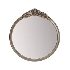 Kirklands Home Pewter Wood Carved Rosettes Wall Mirror