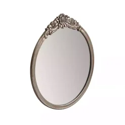 Kirklands Home Pewter Wood Carved Rosettes Wall Mirror