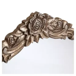 Kirklands Home Pewter Wood Carved Rosettes Wall Mirror