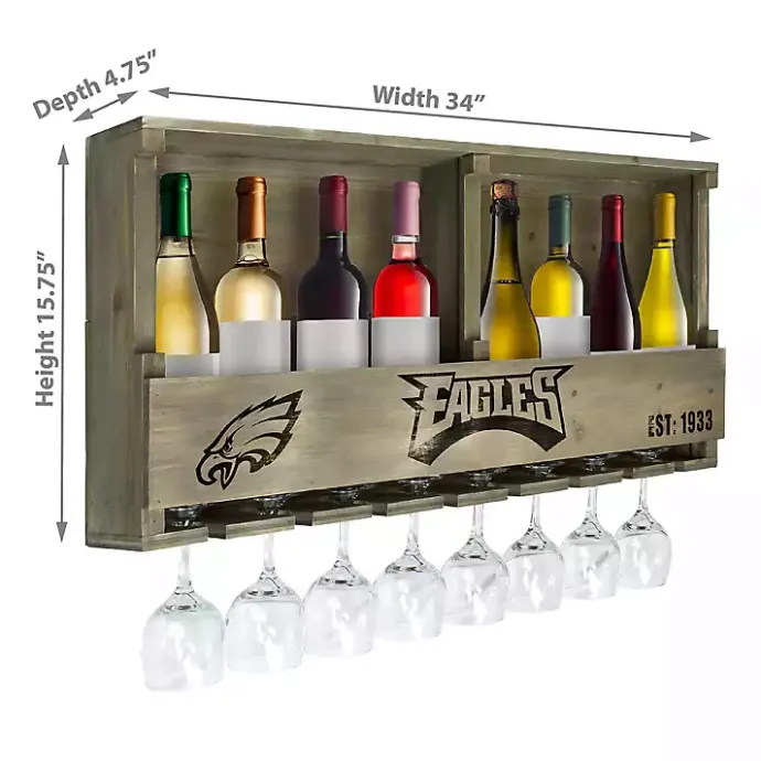 Hot Kirklands Home Philadelphia Eagles Reclaimed Wood Bar Shelf Gray