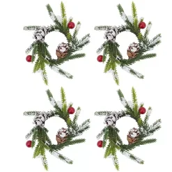 Kirklands Home Pineberry Christmas Wreath Napkin Rings, Set of 4