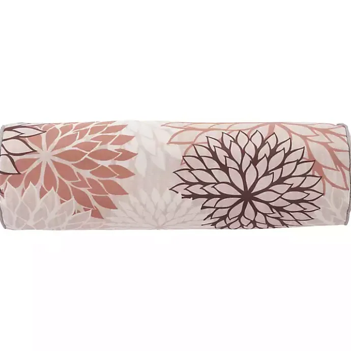 Sale Kirklands Home and Beige Floral Outdoor Bolster Pillow Pink