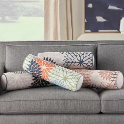 Sale Kirklands Home and Beige Floral Outdoor Bolster Pillow Pink