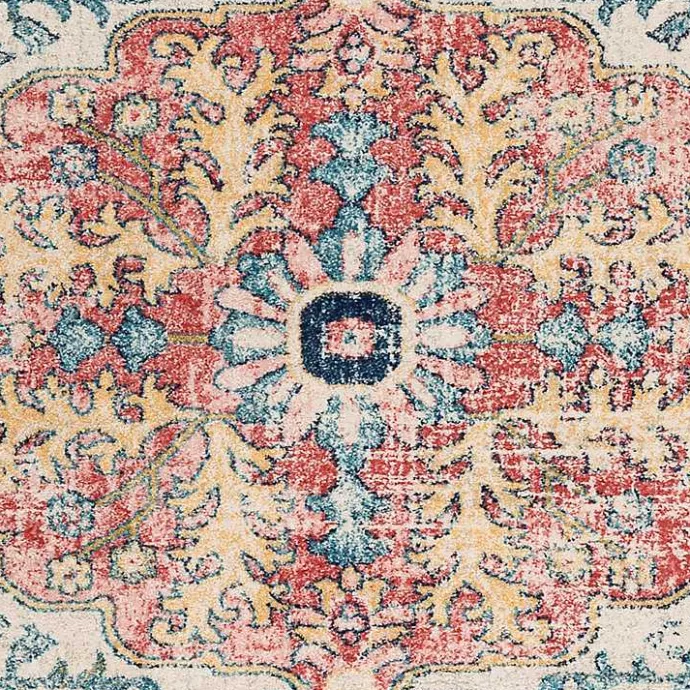 Discount Kirklands Home Pink and Blue Traditional Medallion Area Rug, 8x12