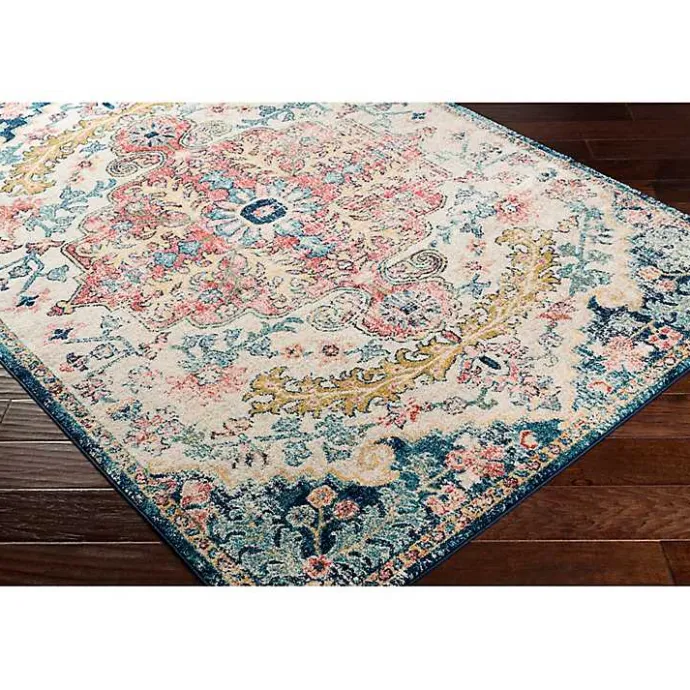 Discount Kirklands Home Pink and Blue Traditional Medallion Area Rug, 8x12