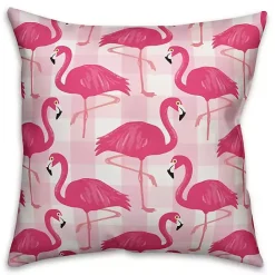New Kirklands Home Pink Buffalo Check Flamingo Outdoor Pillow