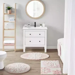 Kirklands Home Cotton Tufted Medallion Bath Mat, 30 in. Pink