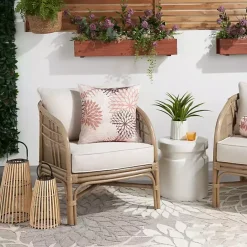 Clearance Kirklands Home Floral Chevron Outdoor Throw Pillow Pink