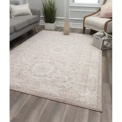 Online Kirklands Home Pink Peony Medallion Area Rug, 5x7