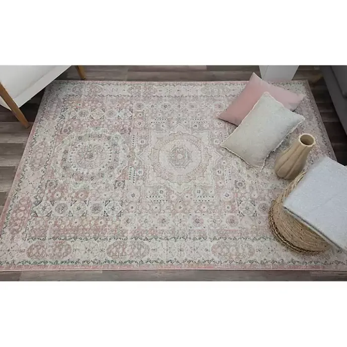 Online Kirklands Home Pink Peony Medallion Area Rug, 5x7