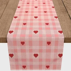 Sale Kirklands Home Pink Plaid Hearts Table Runner, 90 in.