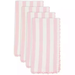 Outlet Kirklands Home Pink Striped Whipstich Napkins, Set of 4